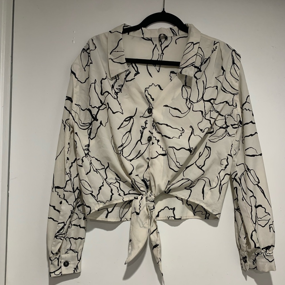 Sheer Black and White Blouse